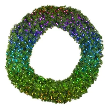 72" Deluxe Oregon Fir Wreath, Lit With Twinkly Pro RGBW