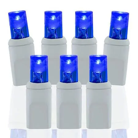 70 Light Blue 5 Mm Wide Angle Conical LED Christmas Lights - White Wire