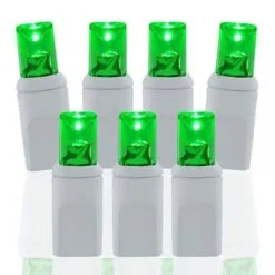 50 Light Green 5 Mm Wide Angle Conical LED Christmas Lights - White Wire