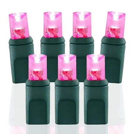 50 Light Pink 5 Mm Wide Angle Conical LED Christmas Lights