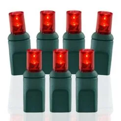 70 Light Red 5 Mm Wide Angle Conical LED Christmas Lights