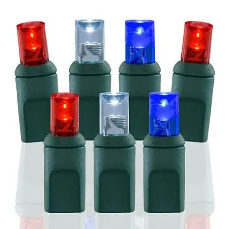 100 Light Red, Pure White And Blue 5 Mm Wide Angle Conical LED Christmas Lights