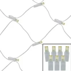 100 Light Warm White 5 Mm Wide Angle Conical LED Net Lights - White Wire